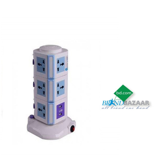 Multi-Plug Adaptor || 3 লেয়ার মাল্টিপ্লাগ সাথে ২টি USB পোর্ট