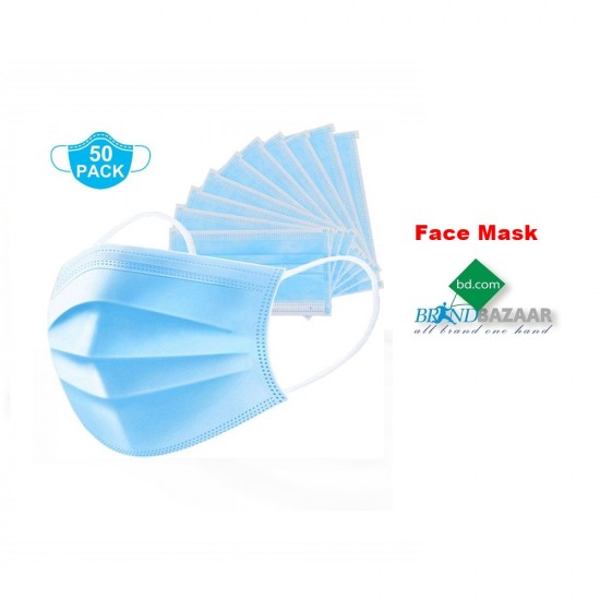 Face Mask 50pcs Box With Nose Bar and 3Ply Price Bangladesh