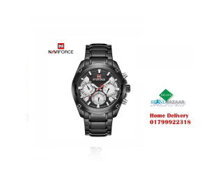 Naviforce 9113 Black Quartz Stainless Steel Strap Wrist Watch