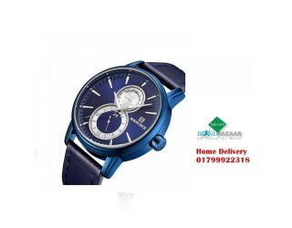 Naviforce NF 3005 Blue Quartz Watch Luxury Retro Fashion for Men
