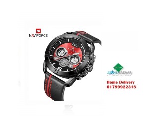Naviforce 9168 Luxury Watch for Men - Black/Red