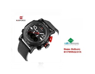 Naviforce NF9094 Dual Display LED Analog Watch - Black/Gray