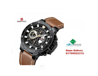 Naviforce NF9159 Multi-Function Luxury Chronograph Watch – Black/Brown