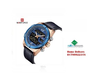 Naviforce 9128 Dual Movt Watch for Men - Blue