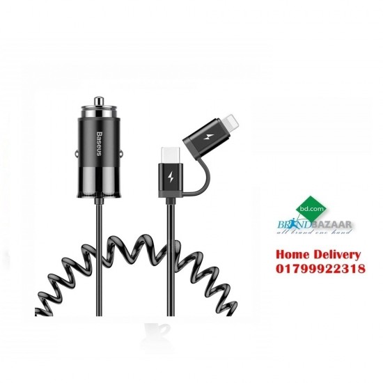 Baseus Enjoy Together 2 in 1 Car Charger 4.8A for Type-C or 8 Pin Device