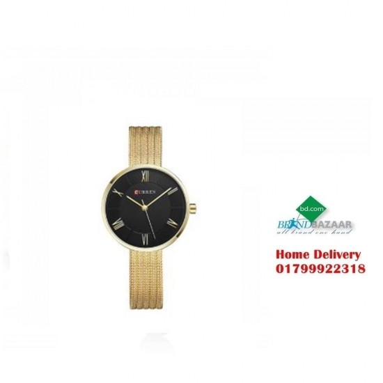 Curren C9020GLD Golden Black Dial Women’s Watch