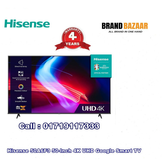 Hisense 50A6F3 50-Inch 4K UHD Google Smart TV