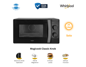 Whirlpool 20L MAGICOOK Classic Knob Solo Microwave Oven-Black