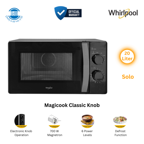 Whirlpool 20L MAGICOOK Classic Knob Solo Microwave Oven-Black