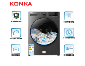 KONKA 12 KG Washing Machine KG120-12B13 Front Loading Inverter