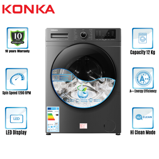 KONKA 12 KG Washing Machine KG120-12B13 Front Loading Inverter
